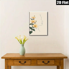 2D flat 1pc blooming yellow wildflowers botanical wall art for living room bedroom home decor farmhouse style gallery wrapped canvas prints modern minimalist artwork