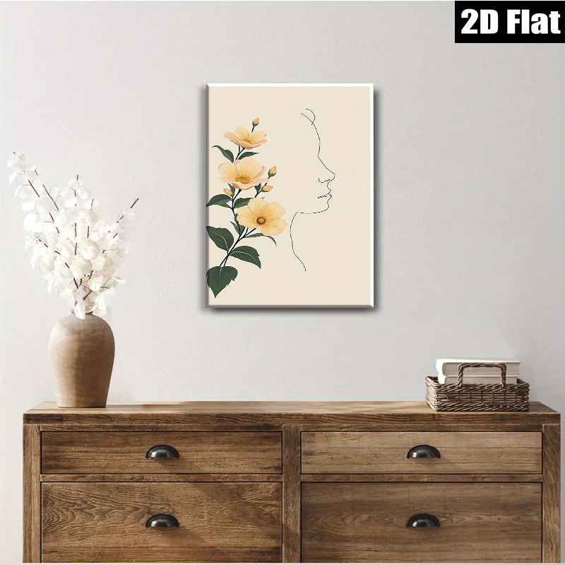 2D flat 1pc blooming yellow wildflowers botanical wall art for living room bedroom home decor farmhouse style gallery wrapped canvas prints modern minimalist artwork