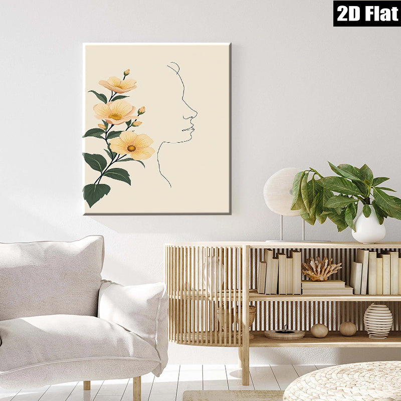 2D flat 1pc blooming yellow wildflowers botanical wall art for living room bedroom home decor farmhouse style gallery wrapped canvas prints modern minimalist artwork