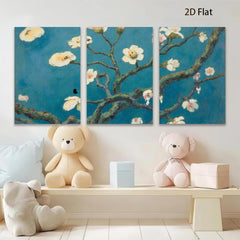 2D flat 1pc blossoming almond branches spring floral wall art bedroom living room modern farmhouse gallery wrapped canvas print