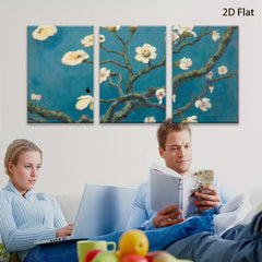 2D flat 1pc blossoming almond branches spring floral wall art bedroom living room modern farmhouse gallery wrapped canvas print