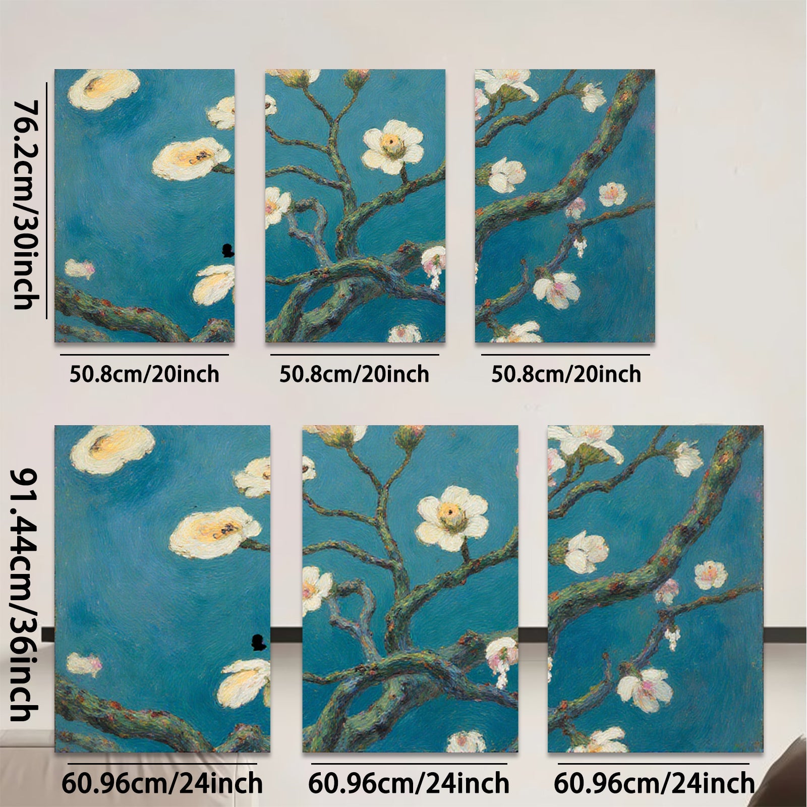 2D flat 1pc blossoming almond branches spring floral wall art bedroom living room modern farmhouse gallery wrapped canvas print