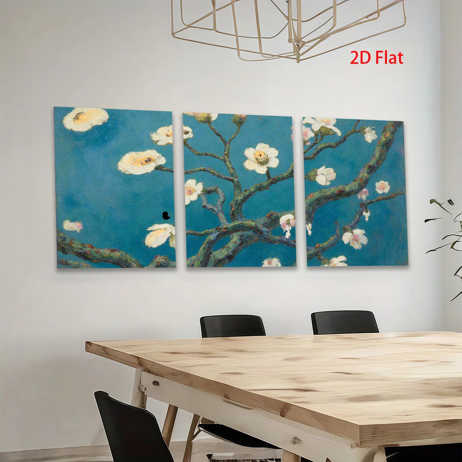 2D flat 1pc blossoming almond branches spring floral wall art bedroom living room modern farmhouse gallery wrapped canvas print