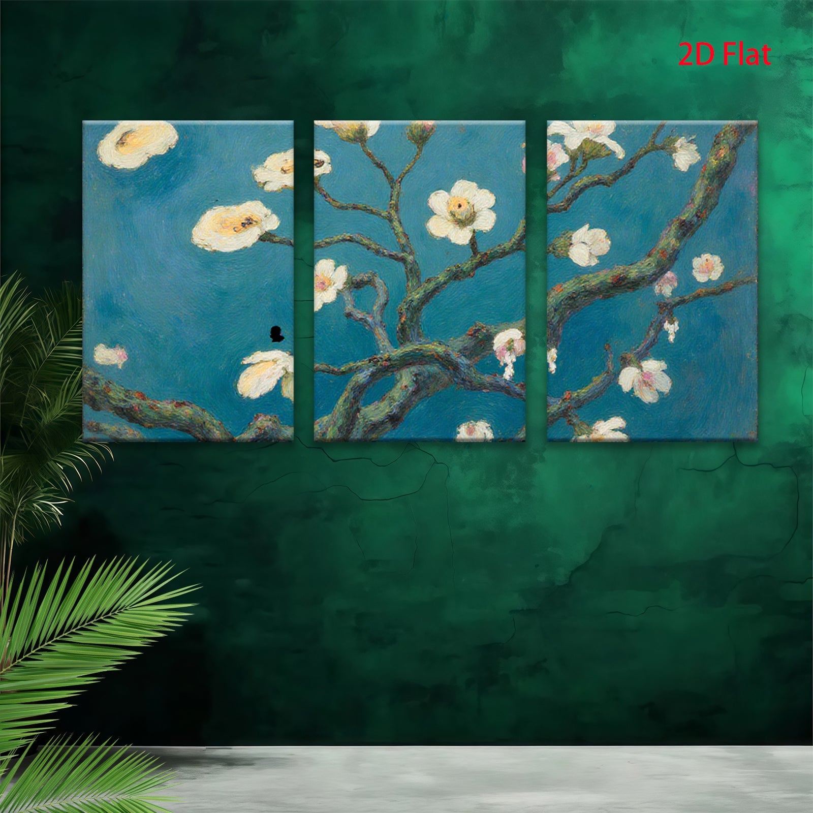 2D flat 1pc blossoming almond branches spring floral wall art bedroom living room modern farmhouse gallery wrapped canvas print