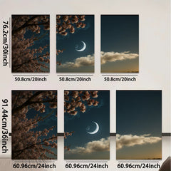 2D flat 1pc blossoming branch under crescent moon wall art for living room bedroom gallery wrapped canvas prints farmhouse decor modern minimalist style cozy home accents