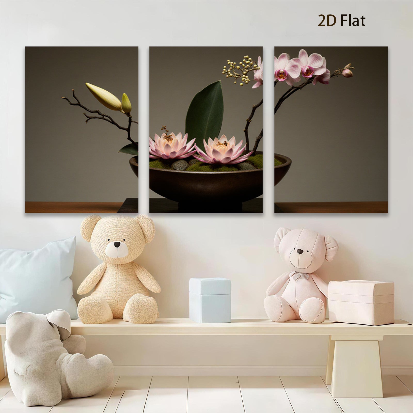 2D flat 1pc blossoming floral arrangement serene botanical study living room bedroom gallery wrapped canvas wall art modern farmhouse decor