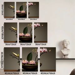 2D flat 1pc blossoming floral arrangement serene botanical study living room bedroom gallery wrapped canvas wall art modern farmhouse decor