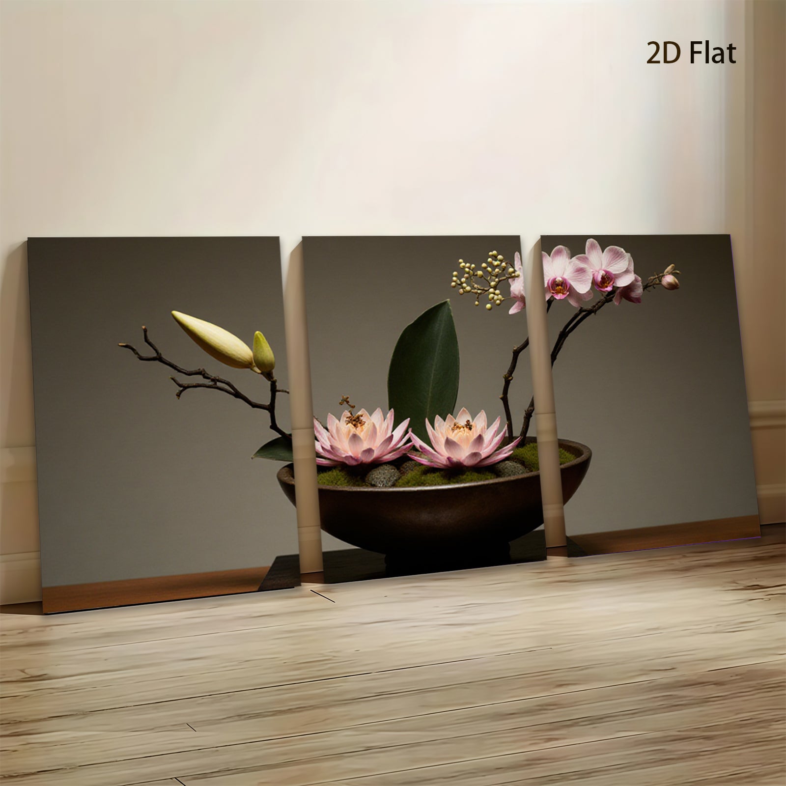 2D flat 1pc blossoming floral arrangement serene botanical study living room bedroom gallery wrapped canvas wall art modern farmhouse decor