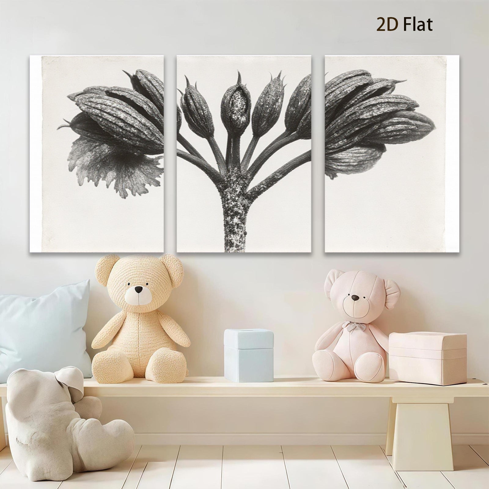 2D flat 1pc blossoming floral stem botanical wall art modern farmhouse living room bedroom decor gallery wrapped canvas print trending now