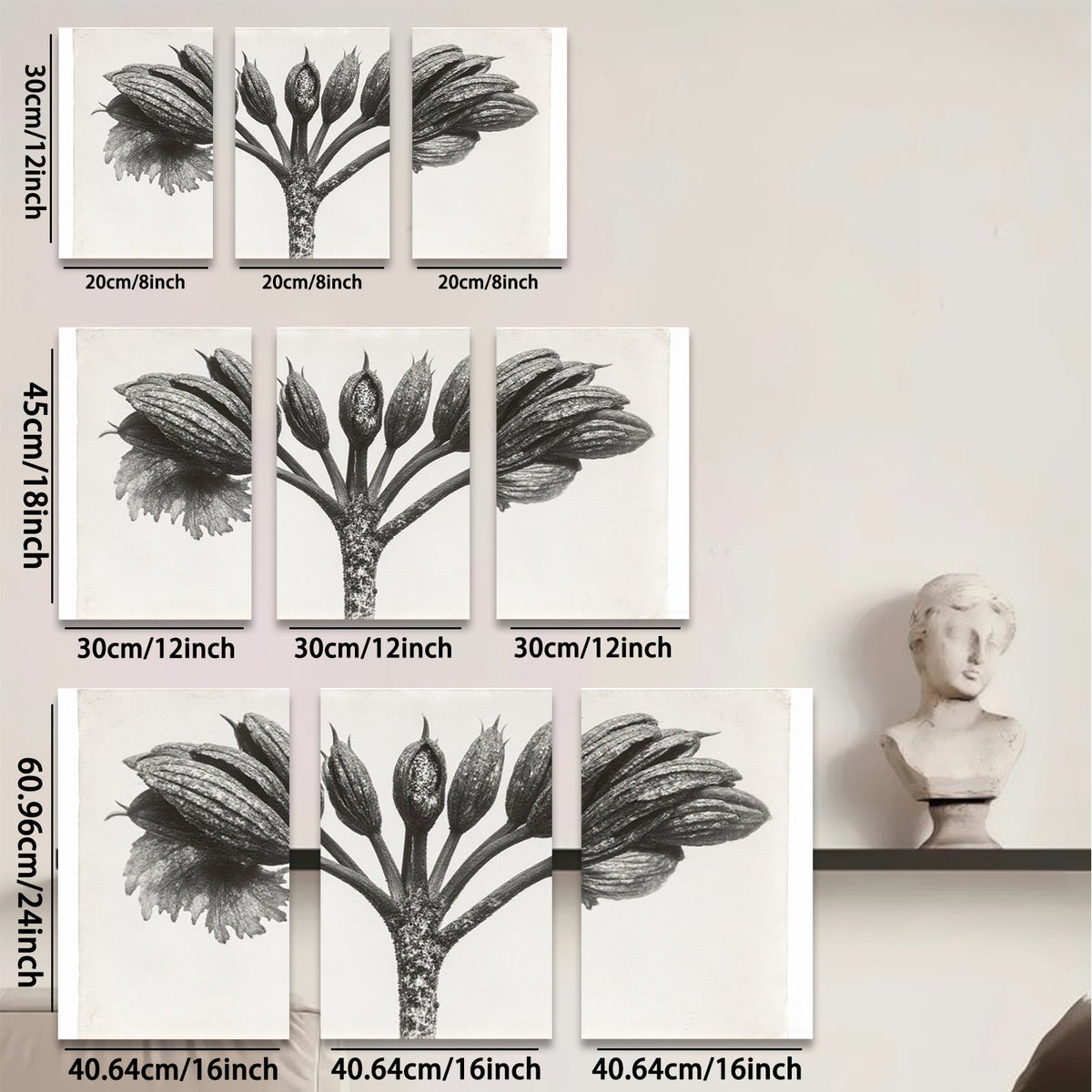 2D flat 1pc blossoming floral stem botanical wall art modern farmhouse living room bedroom decor gallery wrapped canvas print trending now
