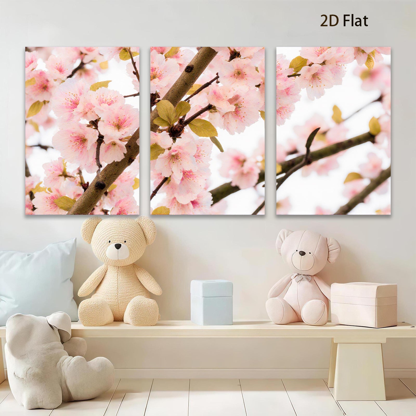 2D flat 1pc blossoming peach branches springtime floral wall art canvas prints for living room bedroom home decor farmhouse style cozy vibes modern gallery wrapped