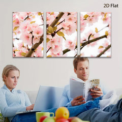 2D flat 1pc blossoming peach branches springtime floral wall art canvas prints for living room bedroom home decor farmhouse style cozy vibes modern gallery wrapped