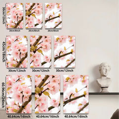2D flat 1pc blossoming peach branches springtime floral wall art canvas prints for living room bedroom home decor farmhouse style cozy vibes modern gallery wrapped