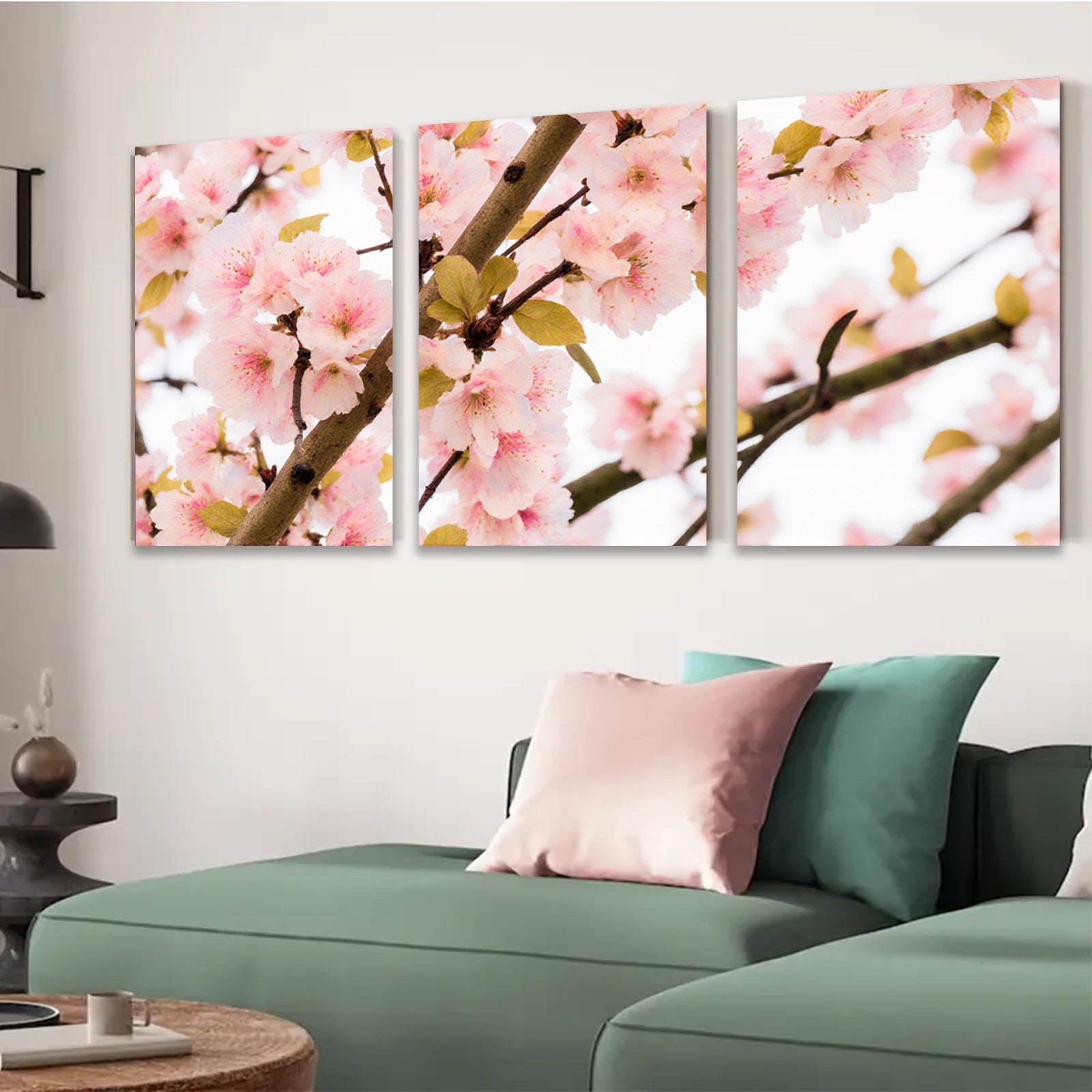 2D flat 1pc blossoming peach branches springtime floral wall art canvas prints for living room bedroom home decor farmhouse style cozy vibes modern gallery wrapped