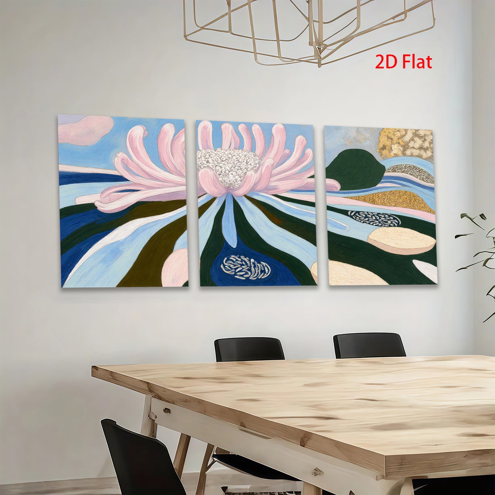 2D flat 1pc blossoming pink wildflower botanical art for living room bedroom gallery wall decor farmhouse style modern minimalist