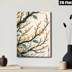 2D flat 1pc blossoming plum branches wall art decor for living room bedroom office farmhouse botanical prints modern aesthetic gallery wrapped canvas