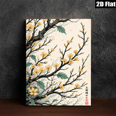 2D flat 1pc blossoming plum branches wall art decor for living room bedroom office farmhouse botanical prints modern aesthetic gallery wrapped canvas