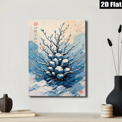 2D flat 1pc blossoming winter tree wall art canvas prints for living room bedroom office decor farmhouse style gallery wrapped modern minimalist aesthetic