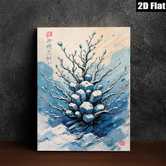 2D flat 1pc blossoming winter tree wall art canvas prints for living room bedroom office decor farmhouse style gallery wrapped modern minimalist aesthetic