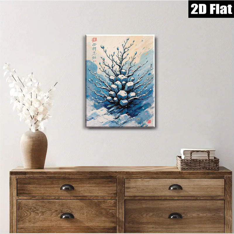 2D flat 1pc blossoming winter tree wall art canvas prints for living room bedroom office decor farmhouse style gallery wrapped modern minimalist aesthetic