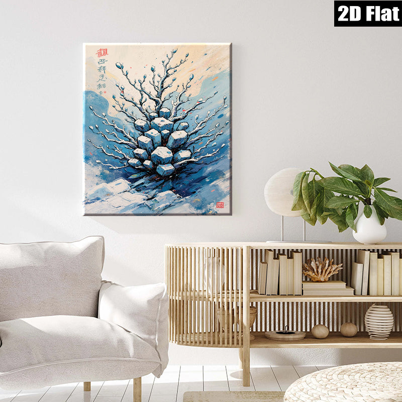 2D flat 1pc blossoming winter tree wall art canvas prints for living room bedroom office decor farmhouse style gallery wrapped modern minimalist aesthetic