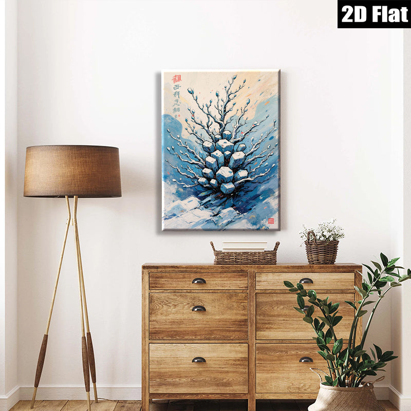 2D flat 1pc blossoming winter tree wall art canvas prints for living room bedroom office decor farmhouse style gallery wrapped modern minimalist aesthetic
