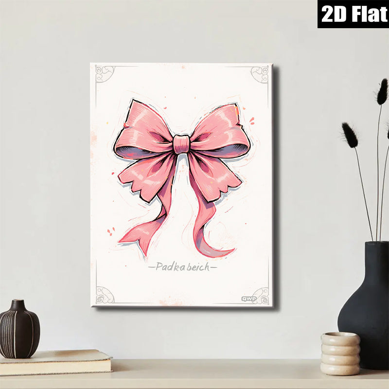 2D flat 1pc blush pink bowknot wall art canvas print bedroom living room modern farmhouse decor gallery wrapped ready to hang