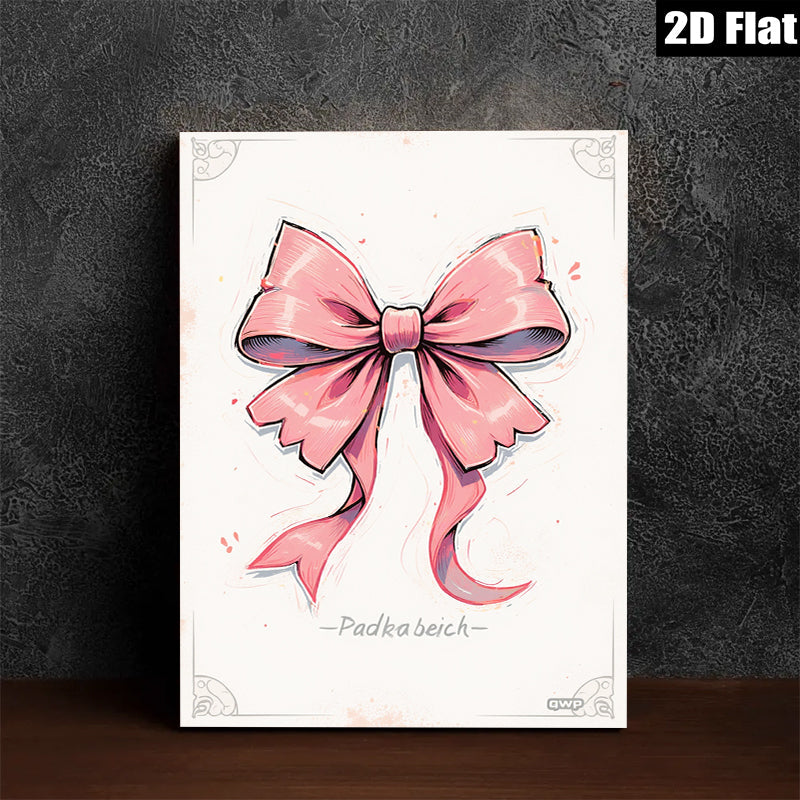 2D flat 1pc blush pink bowknot wall art canvas print bedroom living room modern farmhouse decor gallery wrapped ready to hang