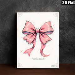 2D flat 1pc blush pink bowknot wall art canvas print bedroom living room modern farmhouse decor gallery wrapped ready to hang