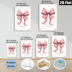 2D flat 1pc blush pink bowknot wall art canvas print bedroom living room modern farmhouse decor gallery wrapped ready to hang