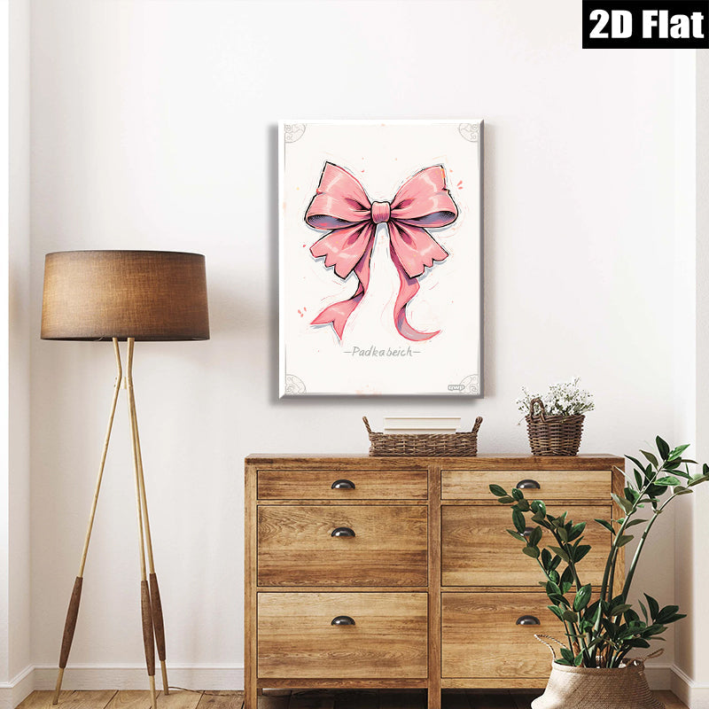 2D flat 1pc blush pink bowknot wall art canvas print bedroom living room modern farmhouse decor gallery wrapped ready to hang