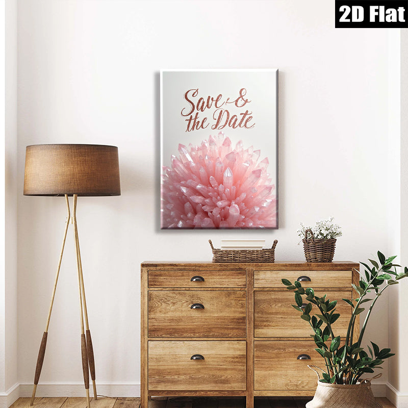 2D flat 1pc blush pink crystal cluster wall art for bedroom living room gallery wrapped modern farmhouse decor botanical prints trending now
