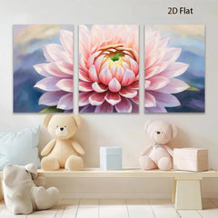2D flat 1pc blush pink dahlia bloom floral wall art for living room bedroom home decor farmhouse style gallery wrapped canvas prints modern aesthetic