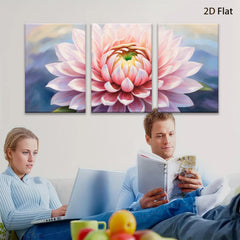 2D flat 1pc blush pink dahlia bloom floral wall art for living room bedroom home decor farmhouse style gallery wrapped canvas prints modern aesthetic
