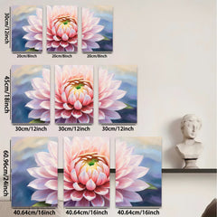 2D flat 1pc blush pink dahlia bloom floral wall art for living room bedroom home decor farmhouse style gallery wrapped canvas prints modern aesthetic