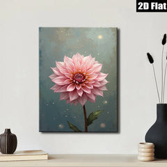 2D flat 1pc blush pink dahlia botanical wall art for living room bedroom home decor farmhouse style gallery wrapped canvas prints modern floral artwork