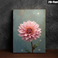 2D flat 1pc blush pink dahlia botanical wall art for living room bedroom home decor farmhouse style gallery wrapped canvas prints modern floral artwork