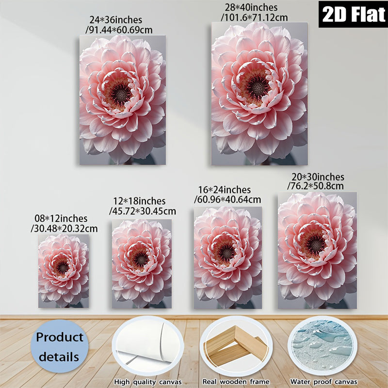 2D flat 1pc blush pink dahlia floral wall art canvas prints for living room bedroom home decor farmhouse style gallery wrapped modern minimalist