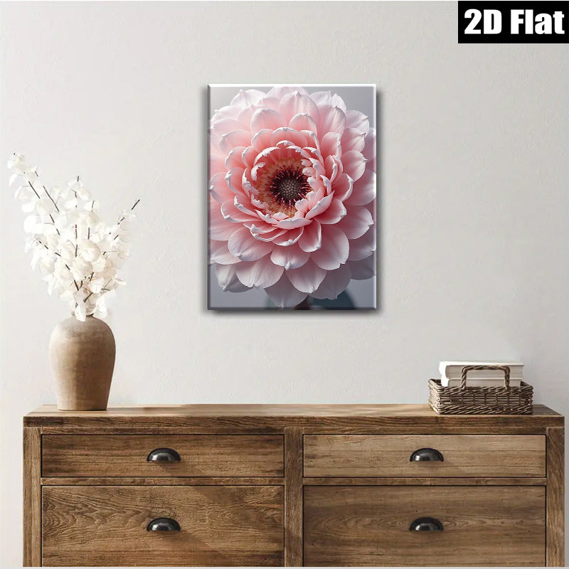2D flat 1pc blush pink dahlia floral wall art canvas prints for living room bedroom home decor farmhouse style gallery wrapped modern minimalist