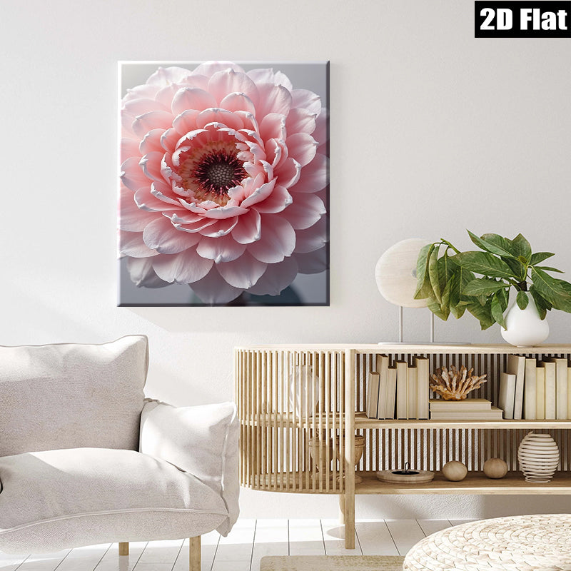2D flat 1pc blush pink dahlia floral wall art canvas prints for living room bedroom home decor farmhouse style gallery wrapped modern minimalist