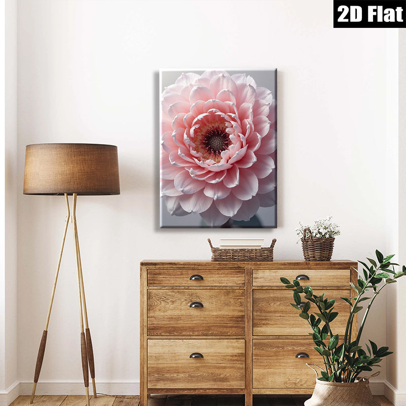 2D flat 1pc blush pink dahlia floral wall art canvas prints for living room bedroom home decor farmhouse style gallery wrapped modern minimalist