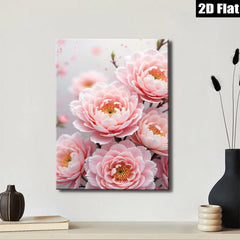 2D flat 1pc blush pink floral bloom wall art for living room bedroom home decor farmhouse style modern canvas prints gallery wrapped