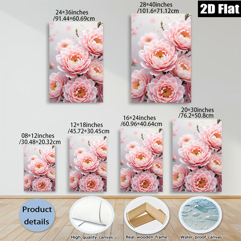 2D flat 1pc blush pink floral bloom wall art for living room bedroom home decor farmhouse style modern canvas prints gallery wrapped