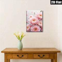 2D flat 1pc blush pink floral bloom wall art for living room bedroom home decor farmhouse style modern canvas prints gallery wrapped