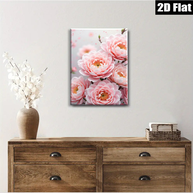 2D flat 1pc blush pink floral bloom wall art for living room bedroom home decor farmhouse style modern canvas prints gallery wrapped