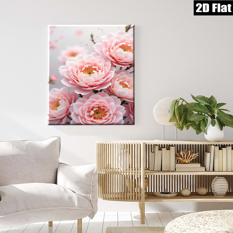2D flat 1pc blush pink floral bloom wall art for living room bedroom home decor farmhouse style modern canvas prints gallery wrapped