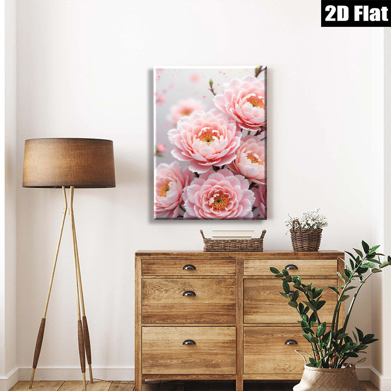 2D flat 1pc blush pink floral bloom wall art for living room bedroom home decor farmhouse style modern canvas prints gallery wrapped