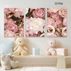 2D flat 1pc blush pink floral bouquet painting for living room bedroom gallery wall decor farmhouse style canvas prints modern botanical art