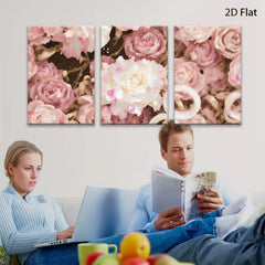 2D flat 1pc blush pink floral bouquet painting for living room bedroom gallery wall decor farmhouse style canvas prints modern botanical art