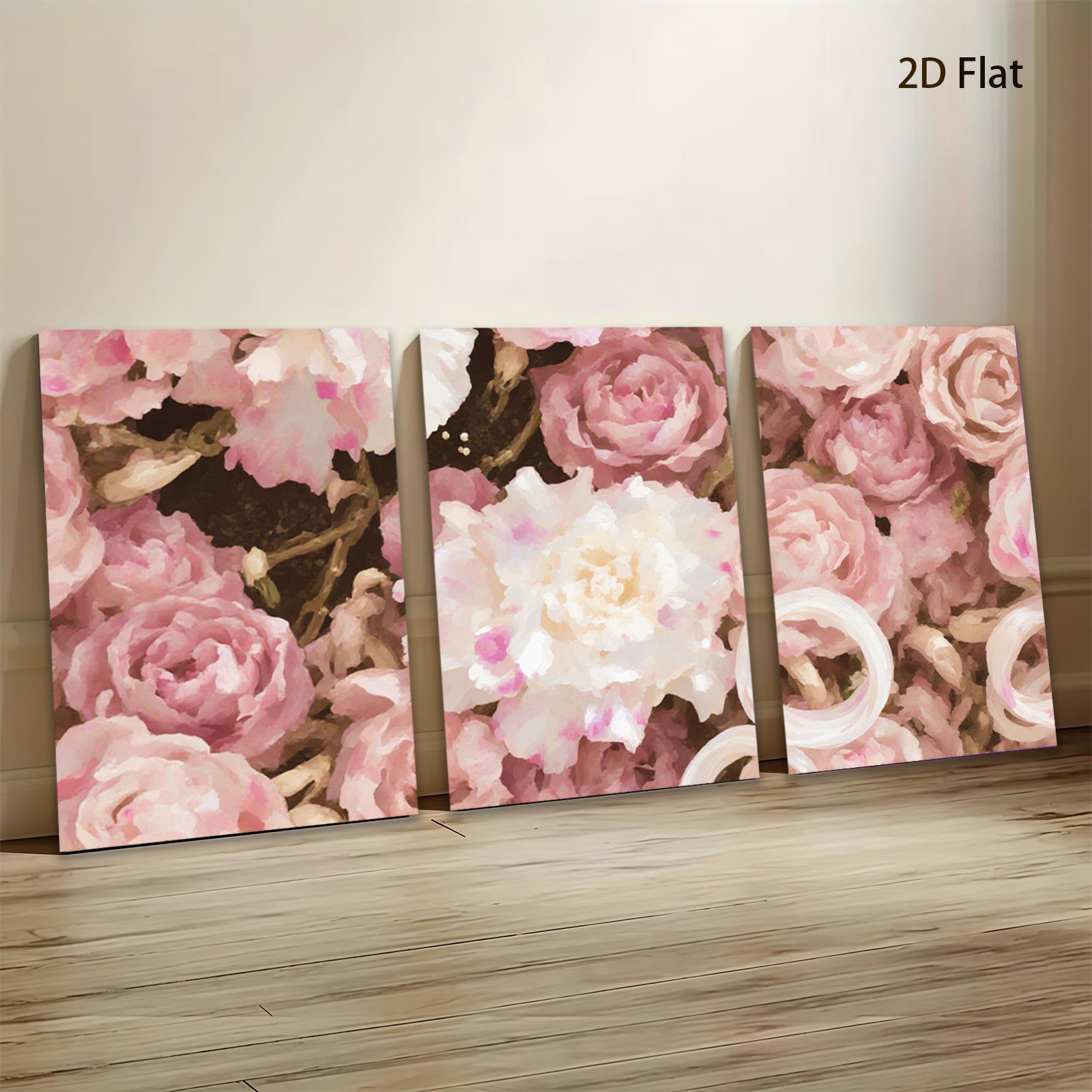 2D flat 1pc blush pink floral bouquet painting for living room bedroom gallery wall decor farmhouse style canvas prints modern botanical art